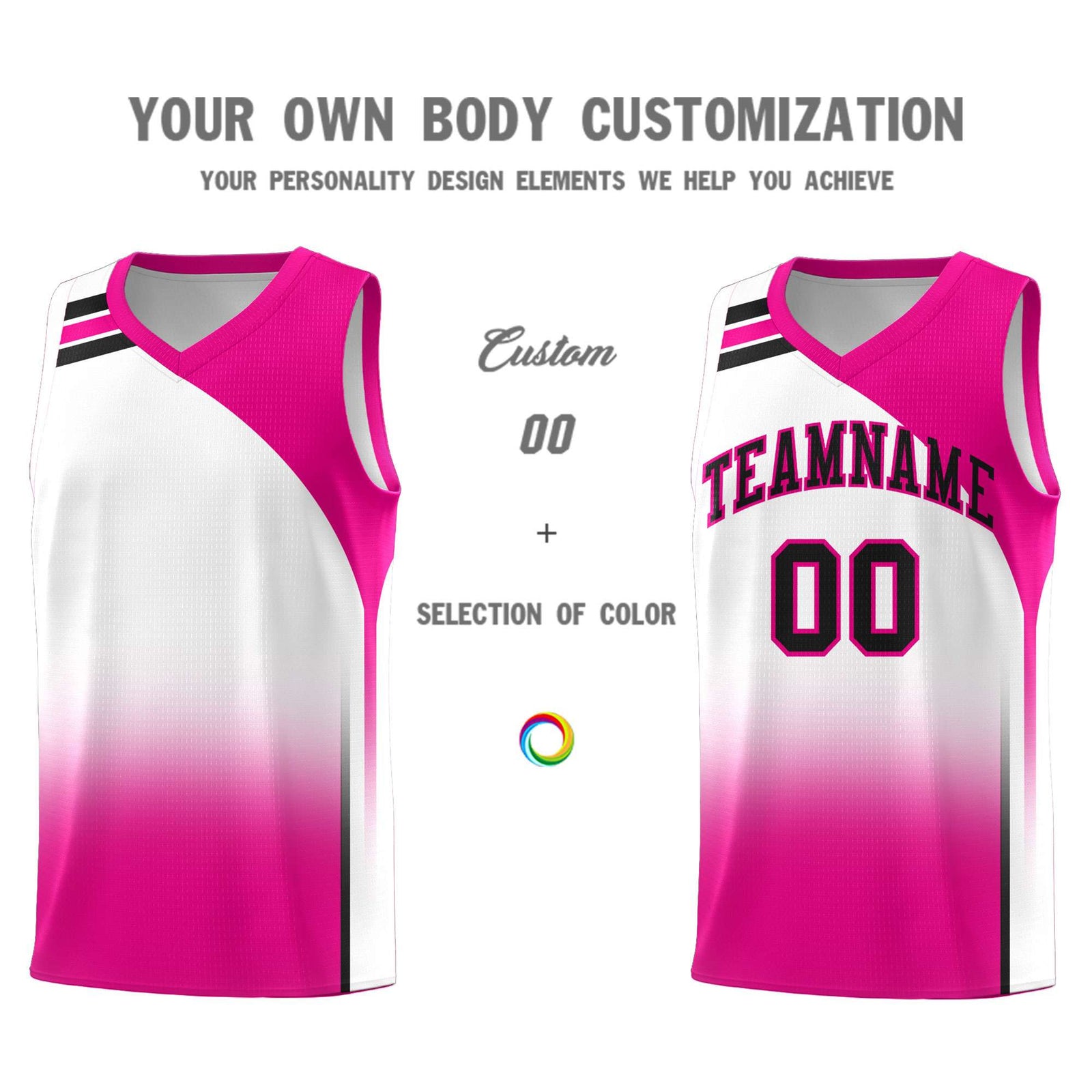 Custom White Pink Gradient Fashion Sets Sports Uniform Basketball Jersey