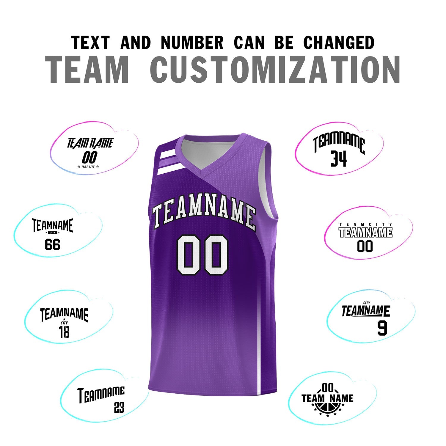 Custom Purple Purple Gradient Fashion Sets Sports Uniform Basketball Jersey