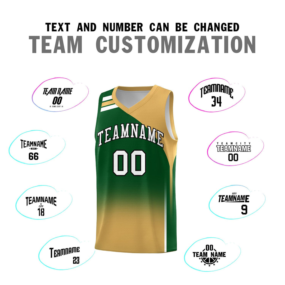 Custom Green Buckskin Brown Gradient Fashion Sets Sports Uniform Basketball Jersey