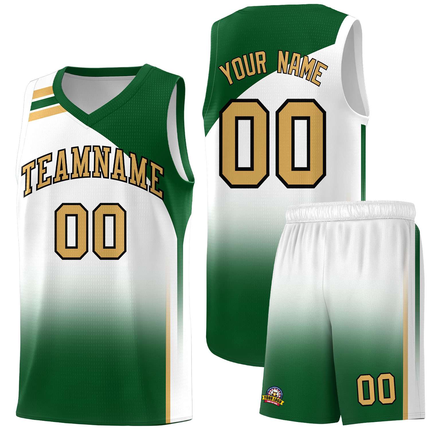 Custom White Teal Gradient Fashion Sets Sports Uniform Basketball Jersey