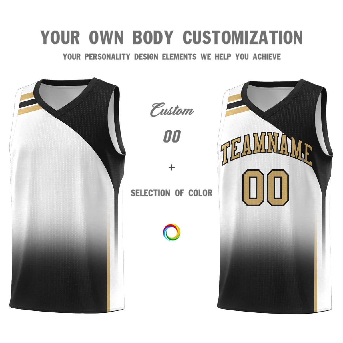 Custom White Black Gradient Fashion Sets Sports Uniform Basketball Jersey