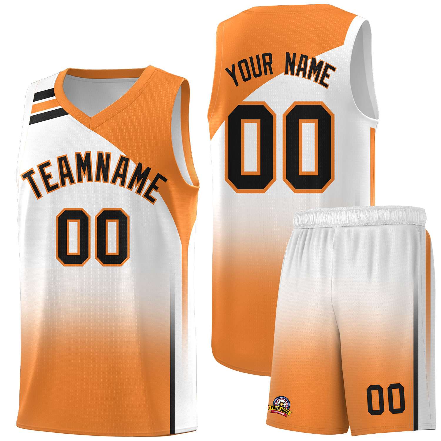 Custom White Gold Orange Gradient Fashion Sets Sports Uniform Basketball Jersey