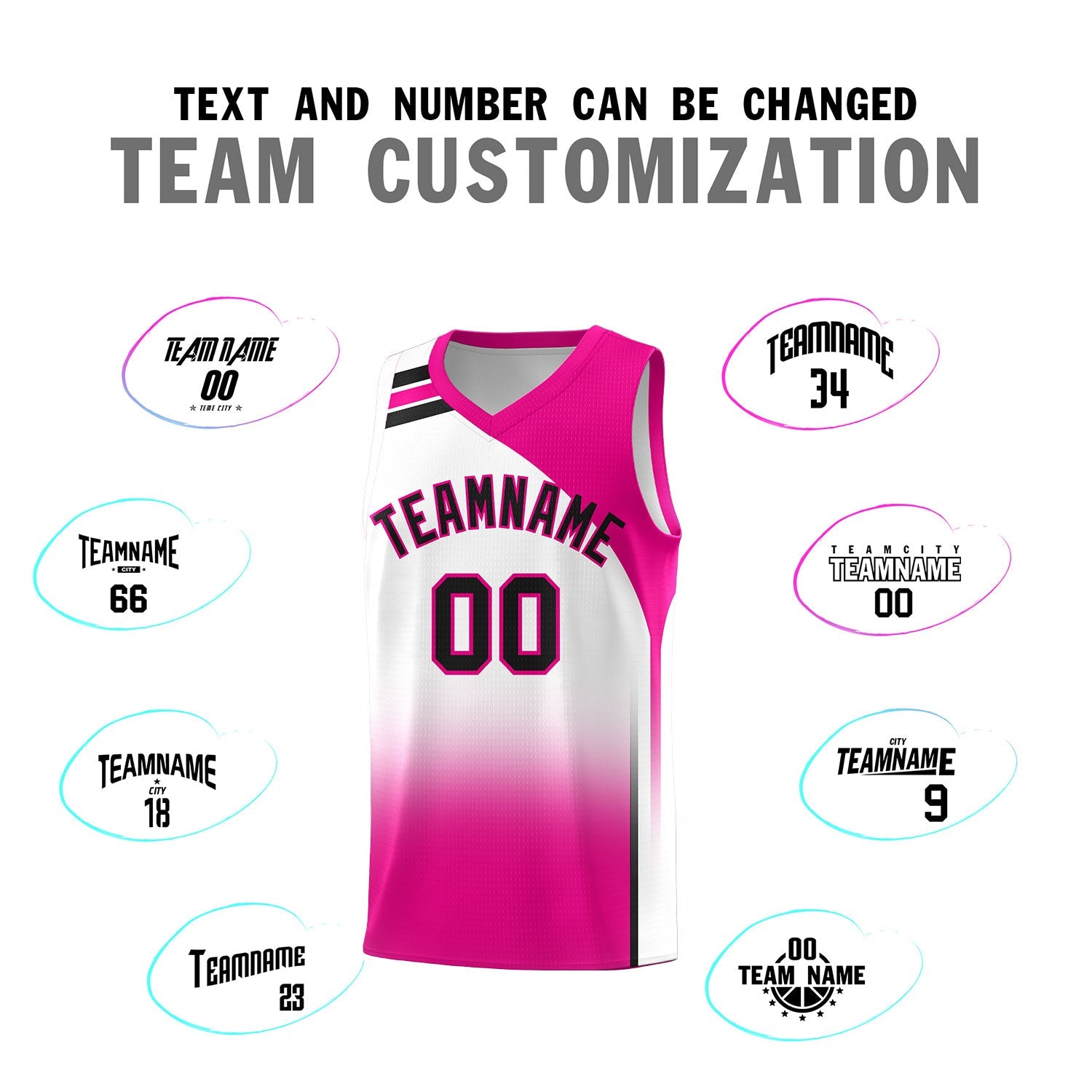 Custom White Pink Gradient Fashion Sets Sports Uniform Basketball Jersey