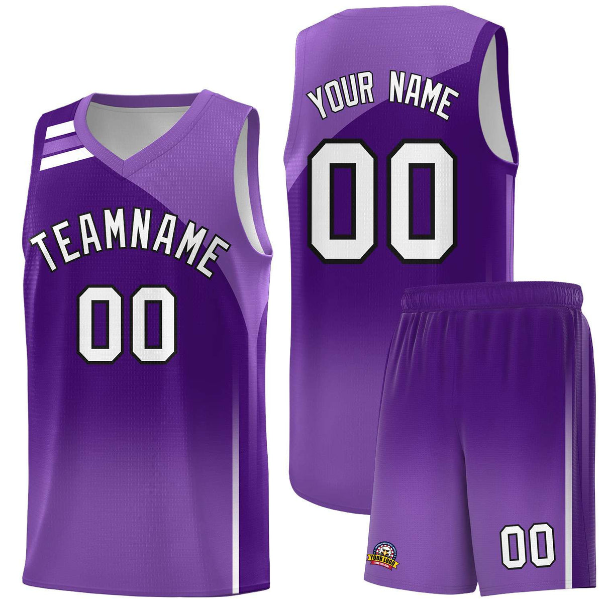 Custom Purple Purple Gradient Fashion Sets Sports Uniform Basketball Jersey