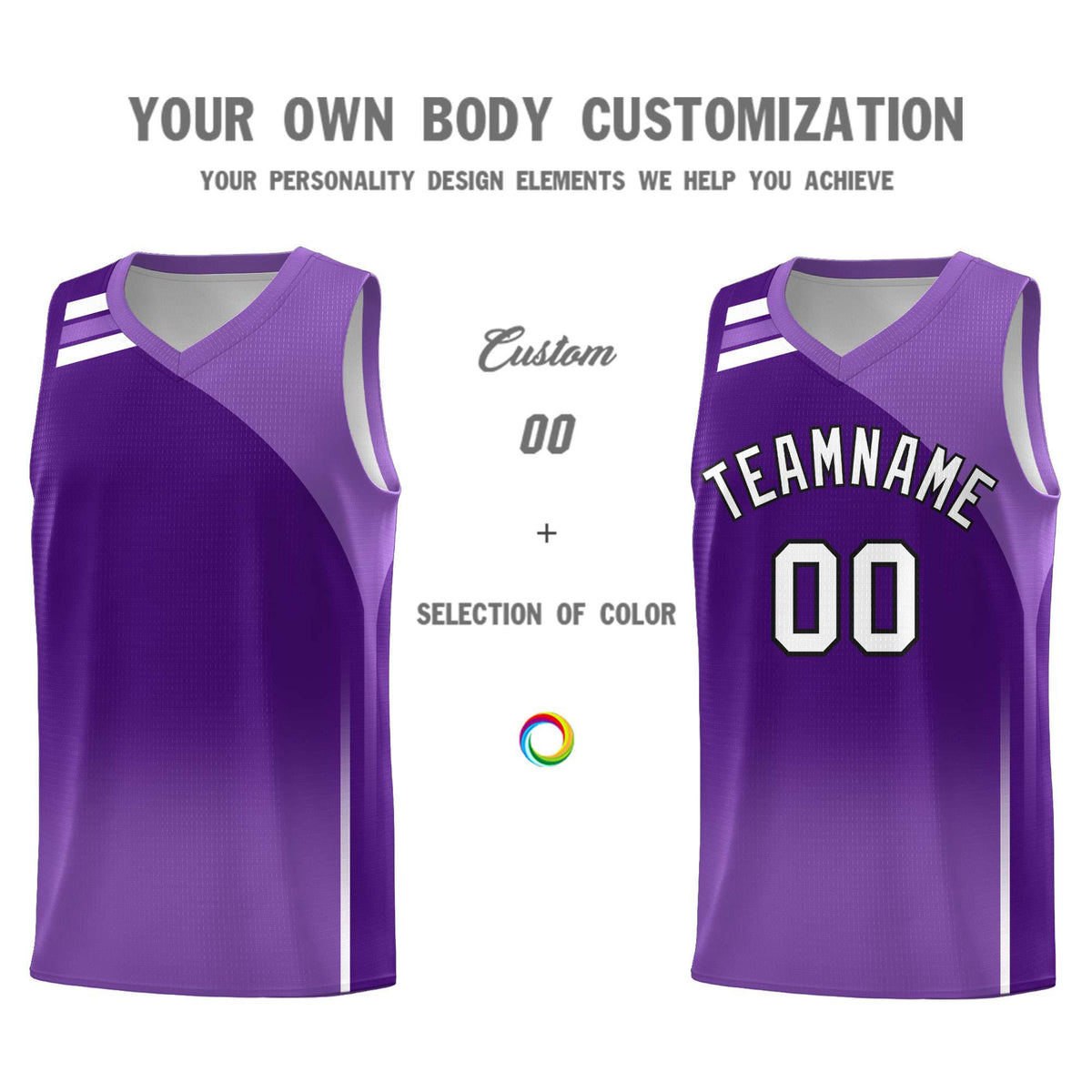 Custom Purple Purple Gradient Fashion Sets Sports Uniform Basketball Jersey