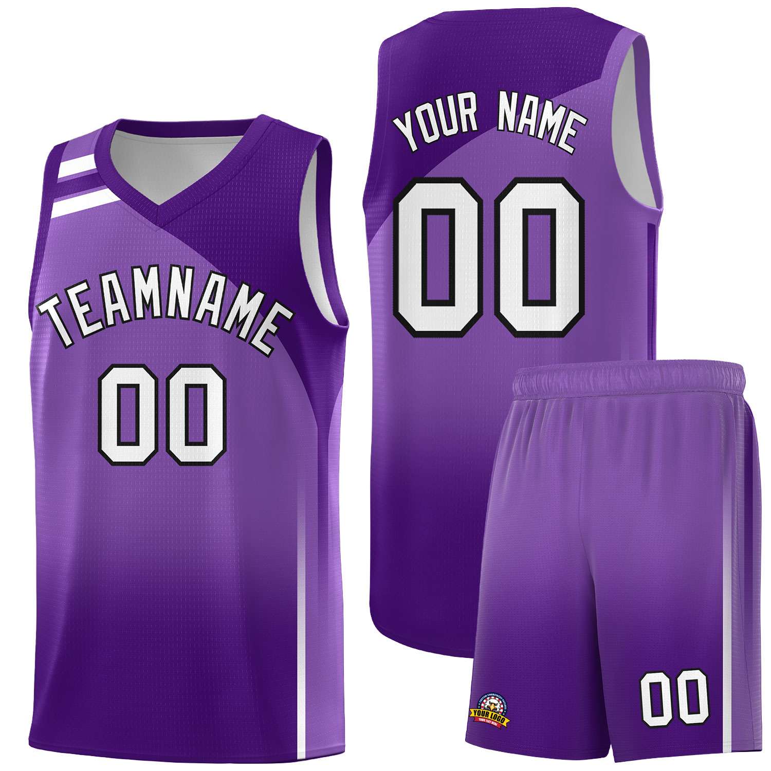Custom Purple Purple Gradient Fashion Sets Sports Uniform Basketball Jersey