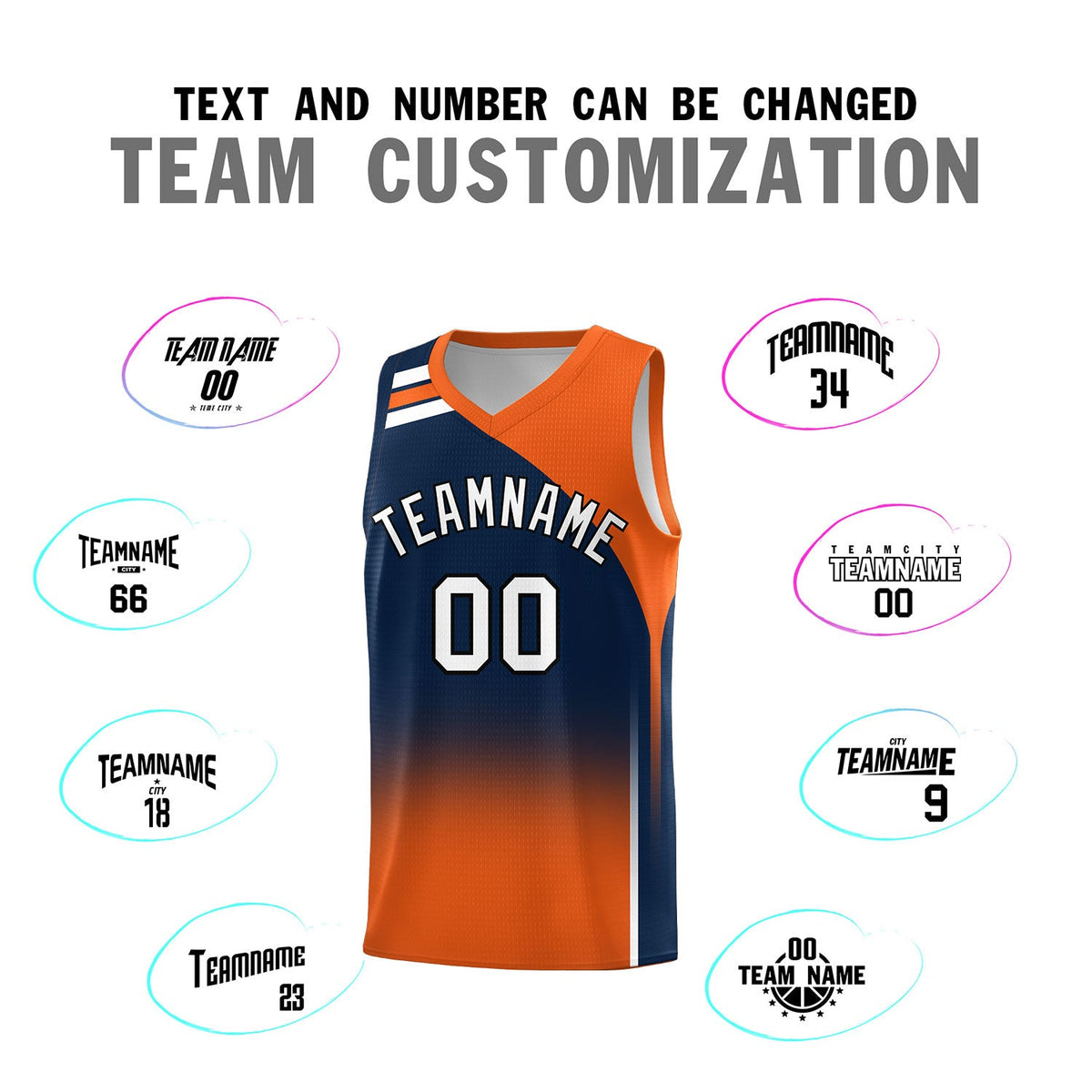 Custom Navy Orange Gradient Fashion Sets Sports Uniform Basketball Jersey