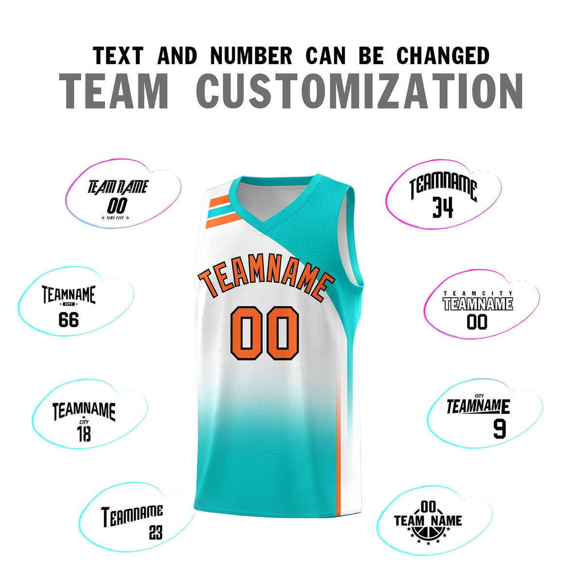 Custom White Aqua Gradient Fashion Sets Sports Uniform Basketball Jersey