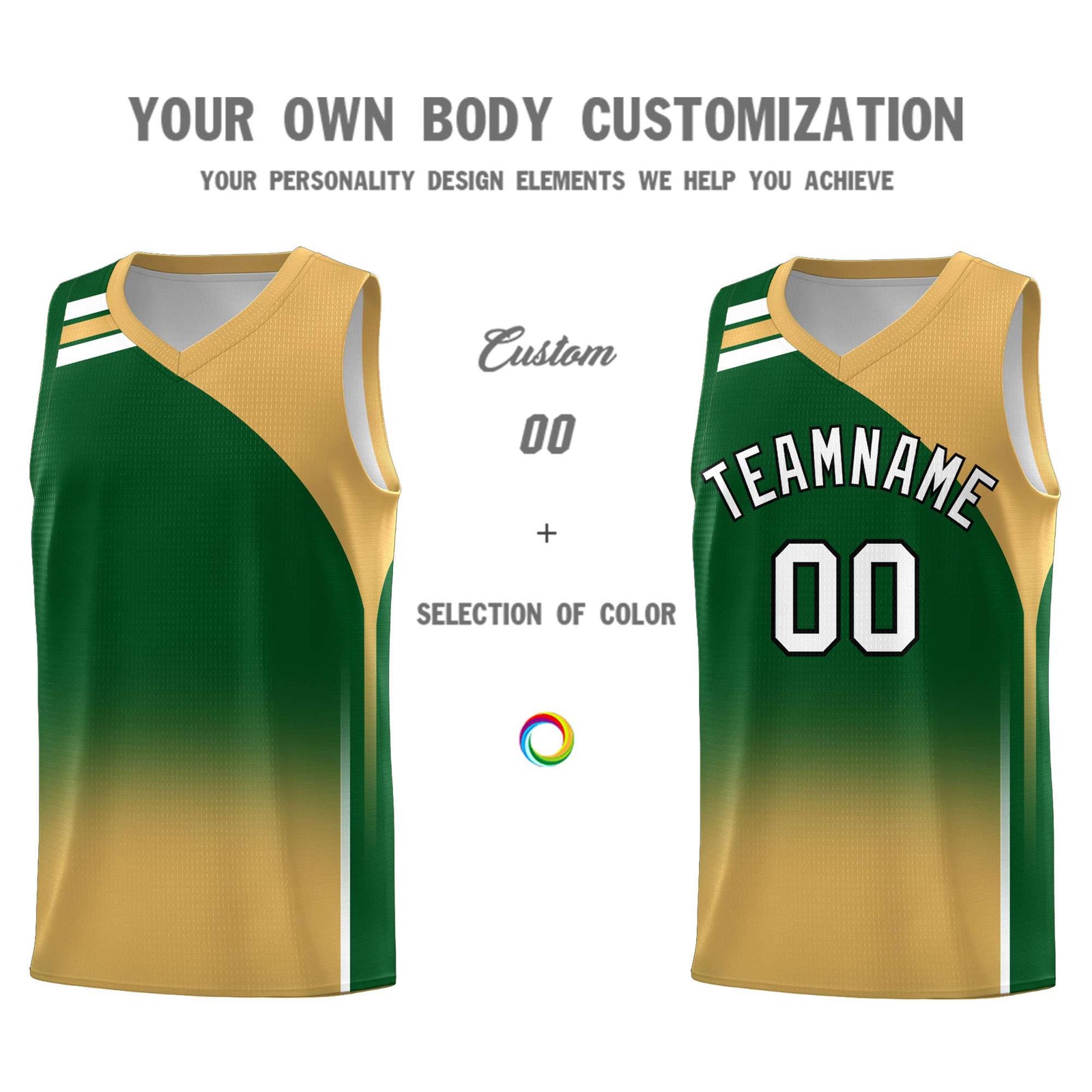 Custom Green Buckskin Brown Gradient Fashion Sets Sports Uniform Basketball Jersey