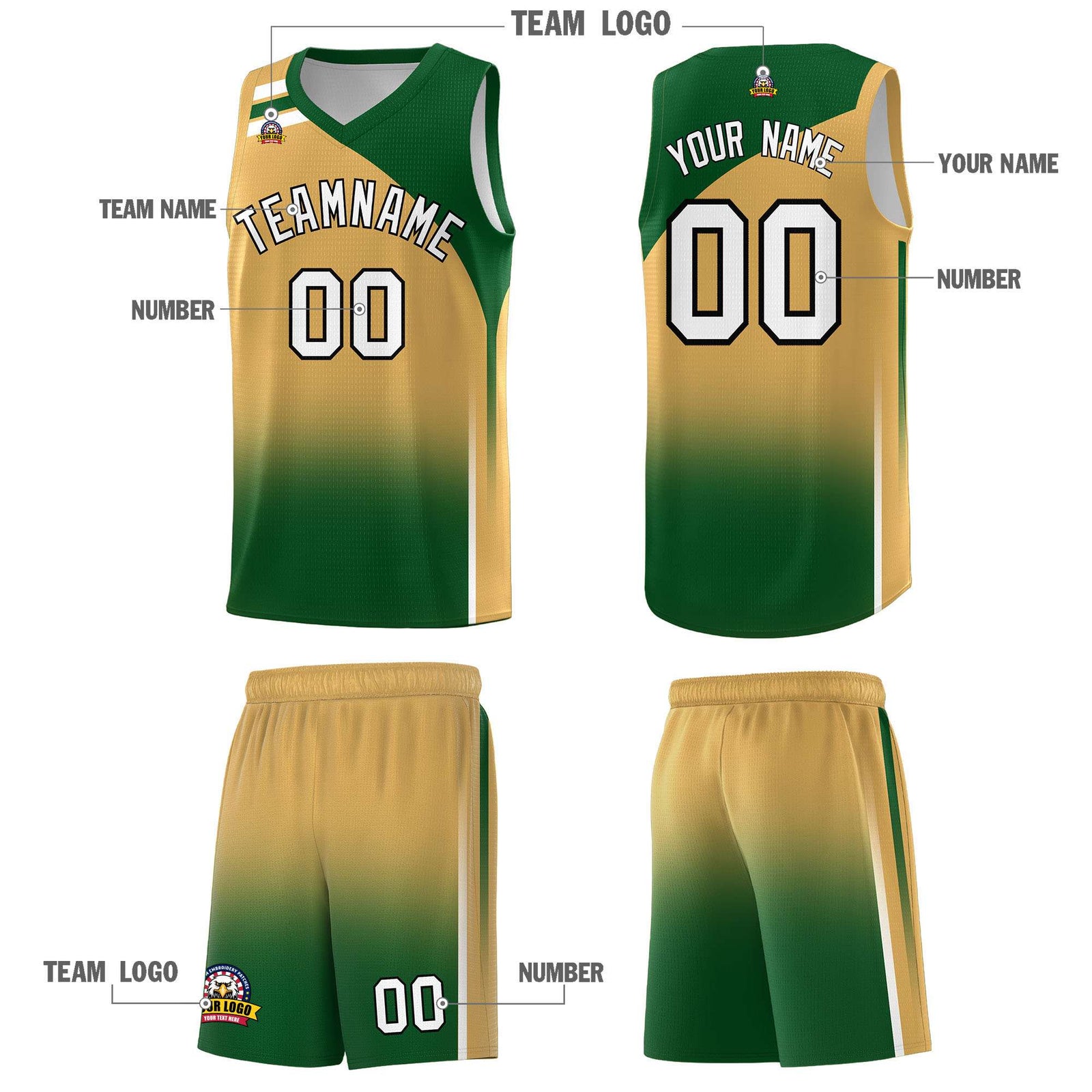 Custom Buckskin Brown Teal Gradient Fashion Sets Sports Uniform Basketball Jersey