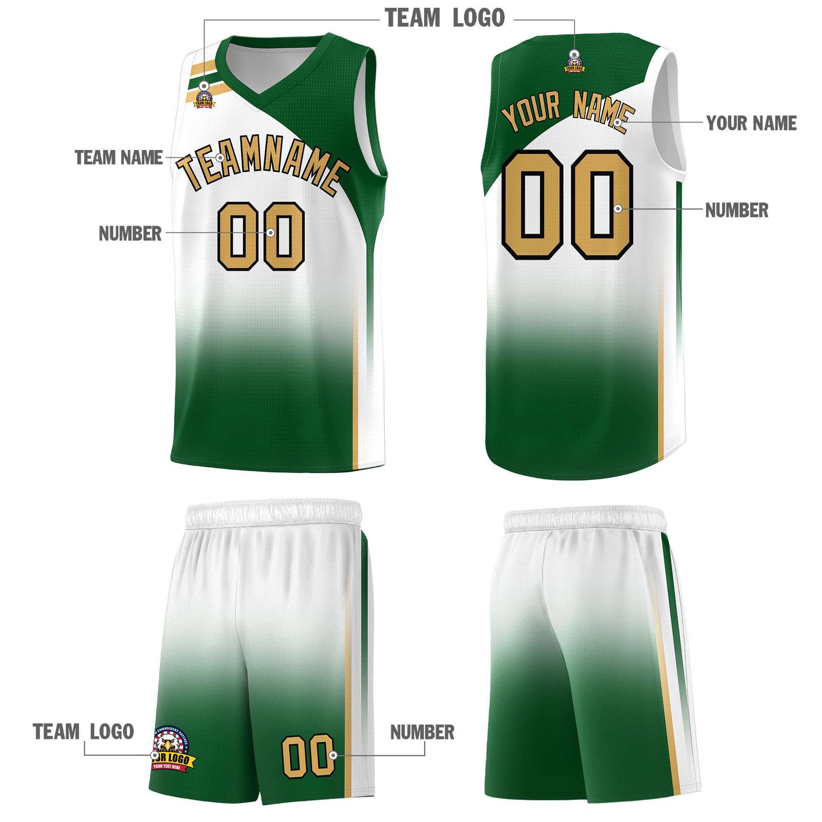 Custom White Teal Gradient Fashion Sets Sports Uniform Basketball Jersey
