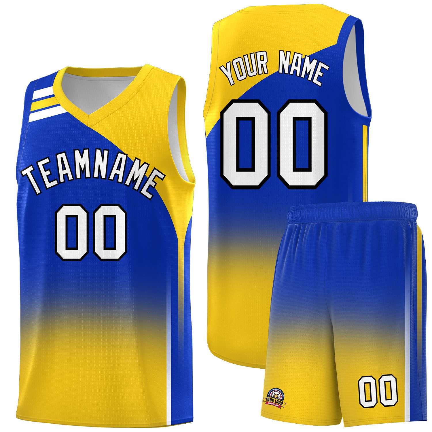 Custom Royal Gold Gradient Fashion Sets Sports Uniform Basketball Jersey