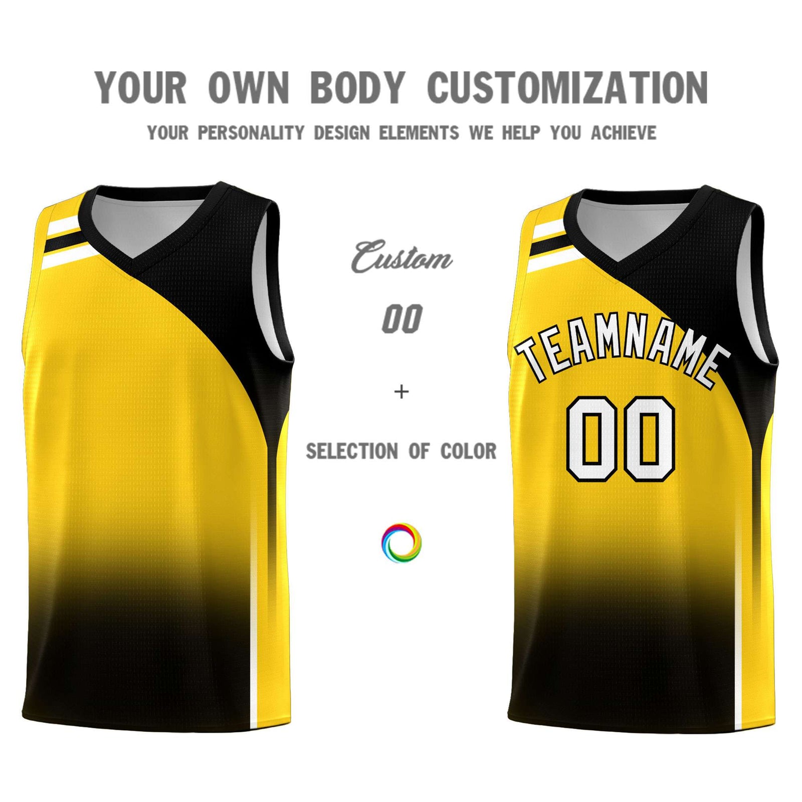 Custom Gold Black Gradient Fashion Sets Sports Uniform Basketball Jersey