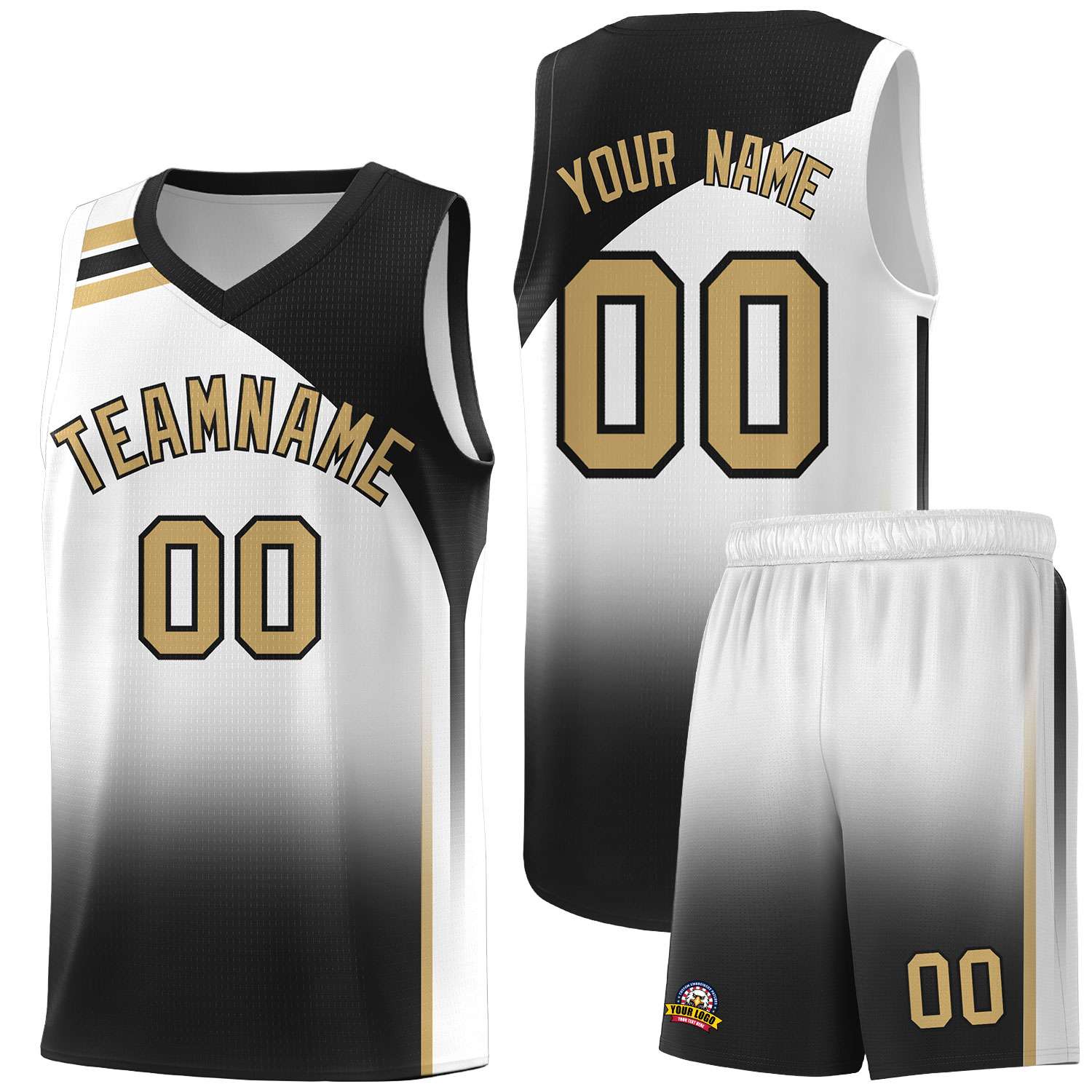 Custom White Black Gradient Fashion Sets Sports Uniform Basketball Jersey