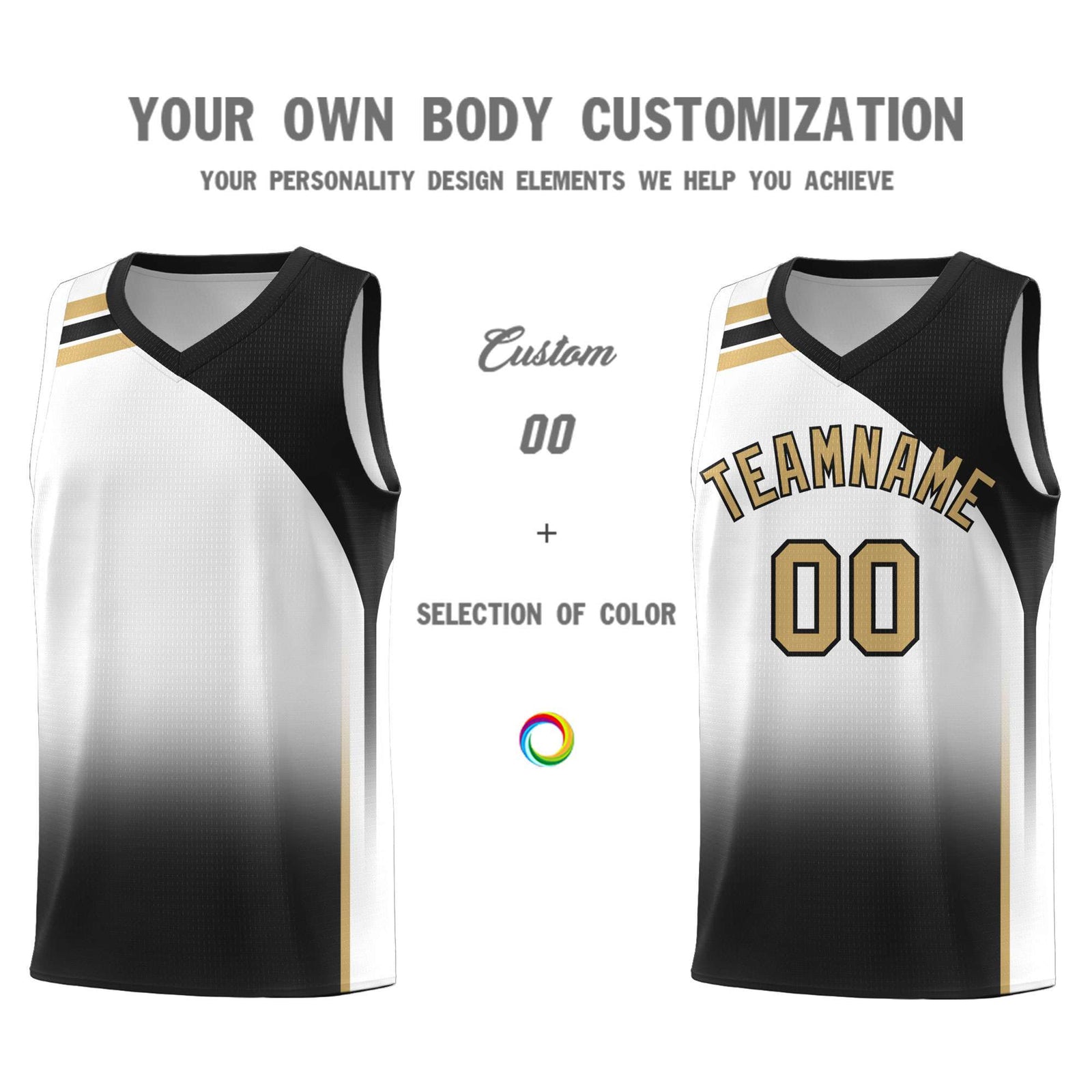 Custom White Black Gradient Fashion Sets Sports Uniform Basketball Jersey