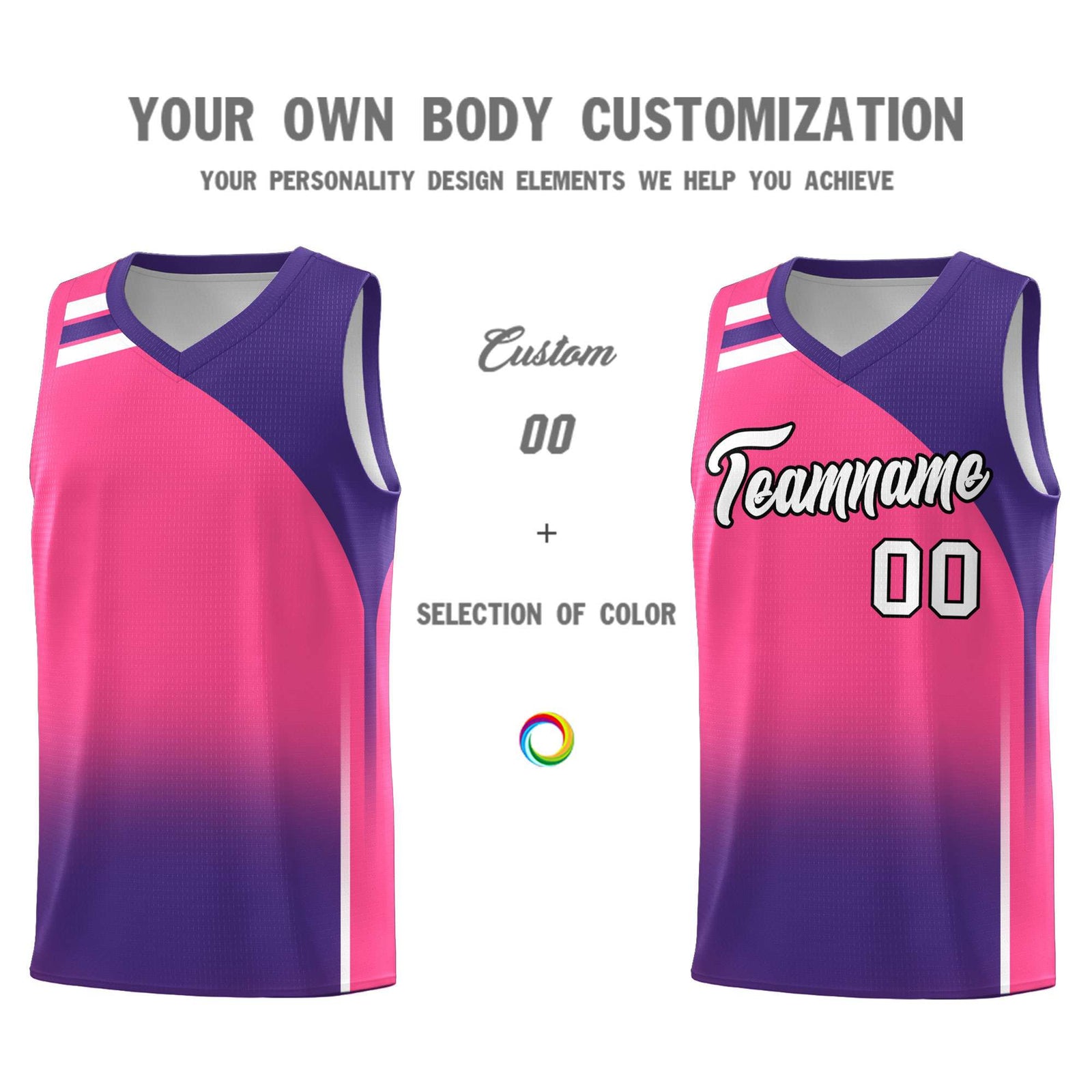 Custom Pink Purple Gradient Fashion Sets Sports Uniform Basketball Jersey