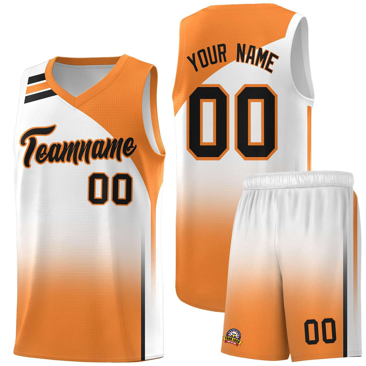 Custom White Gold Orange Gradient Fashion Sets Sports Uniform Basketball Jersey