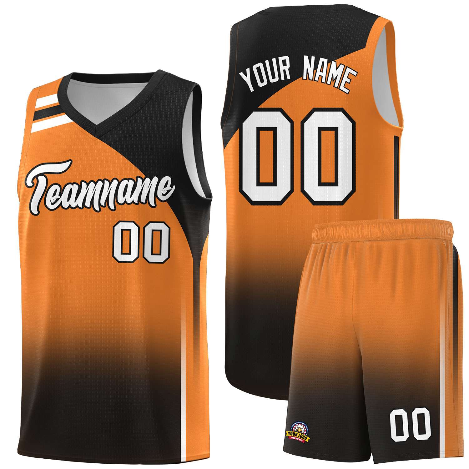 Custom Gold Orange Black Gradient Fashion Sets Sports Uniform Basketball Jersey