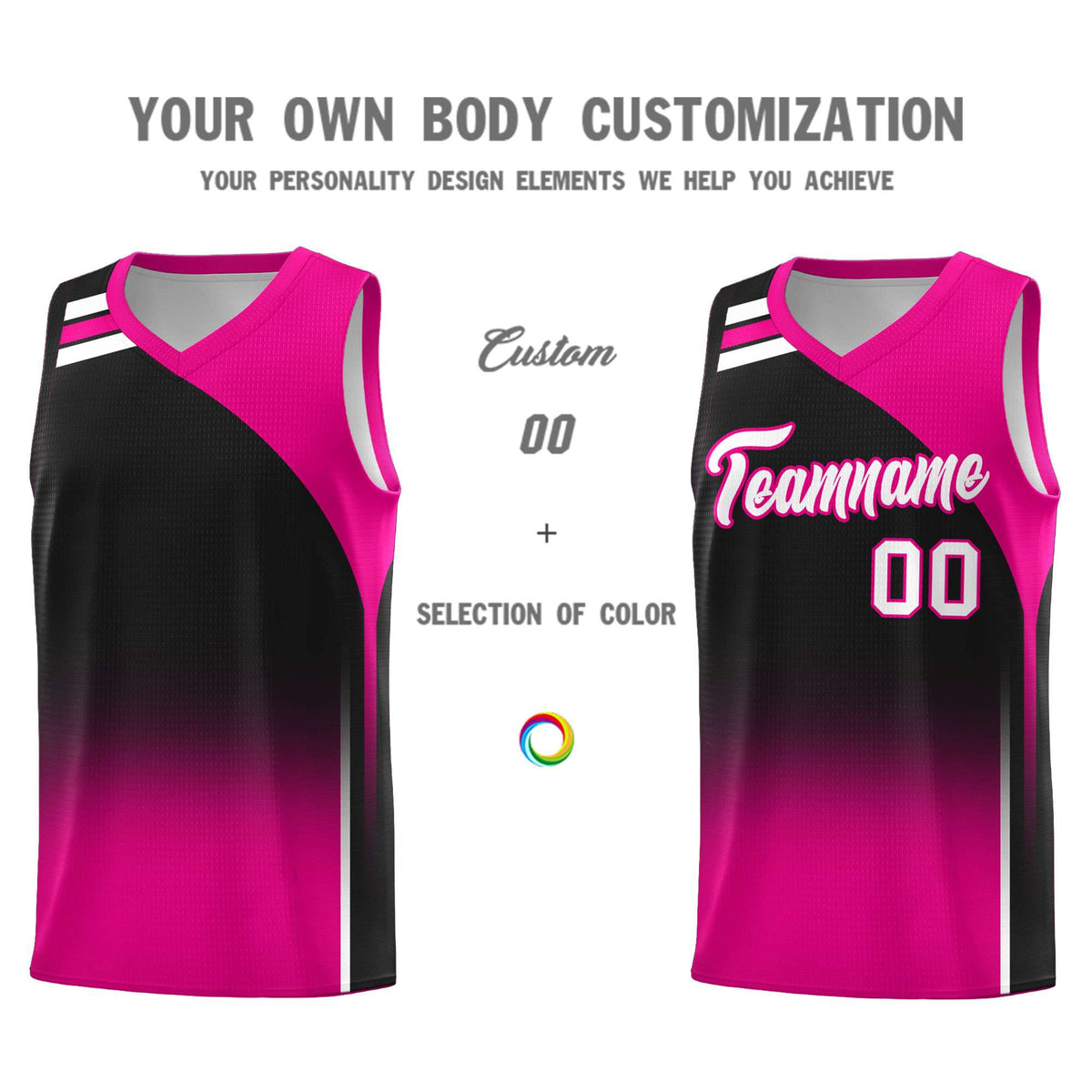 Custom Black Pink Gradient Fashion Sets Sports Uniform Basketball Jersey