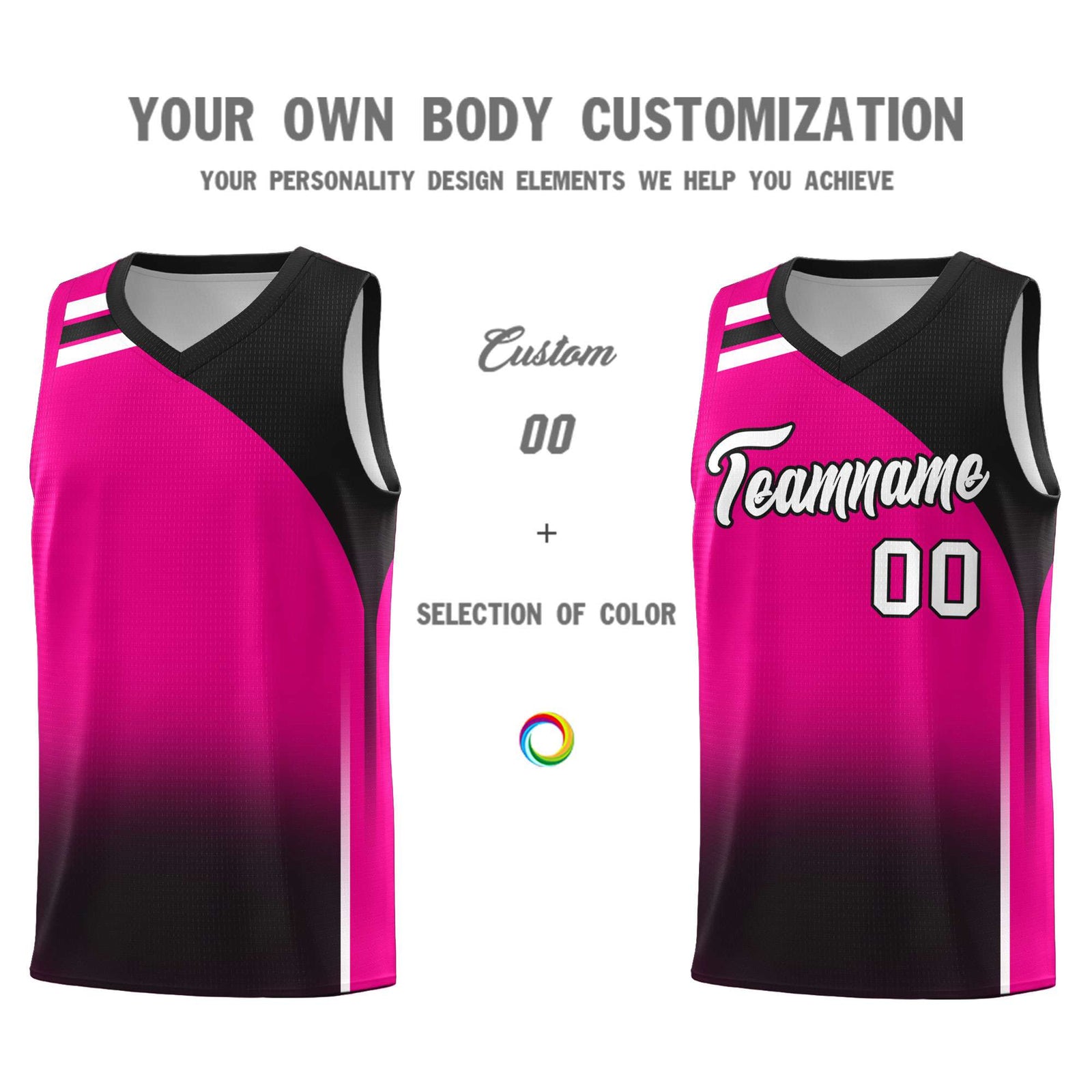 Custom Pink Black Gradient Fashion Sets Sports Uniform Basketball Jersey