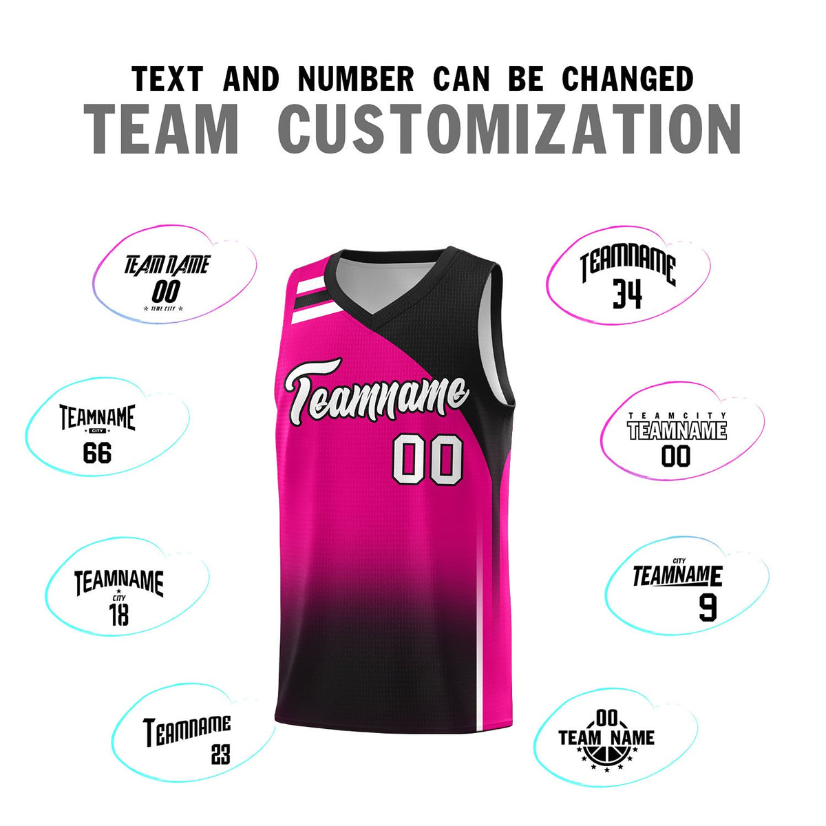 Custom Pink Black Gradient Fashion Sets Sports Uniform Basketball Jersey