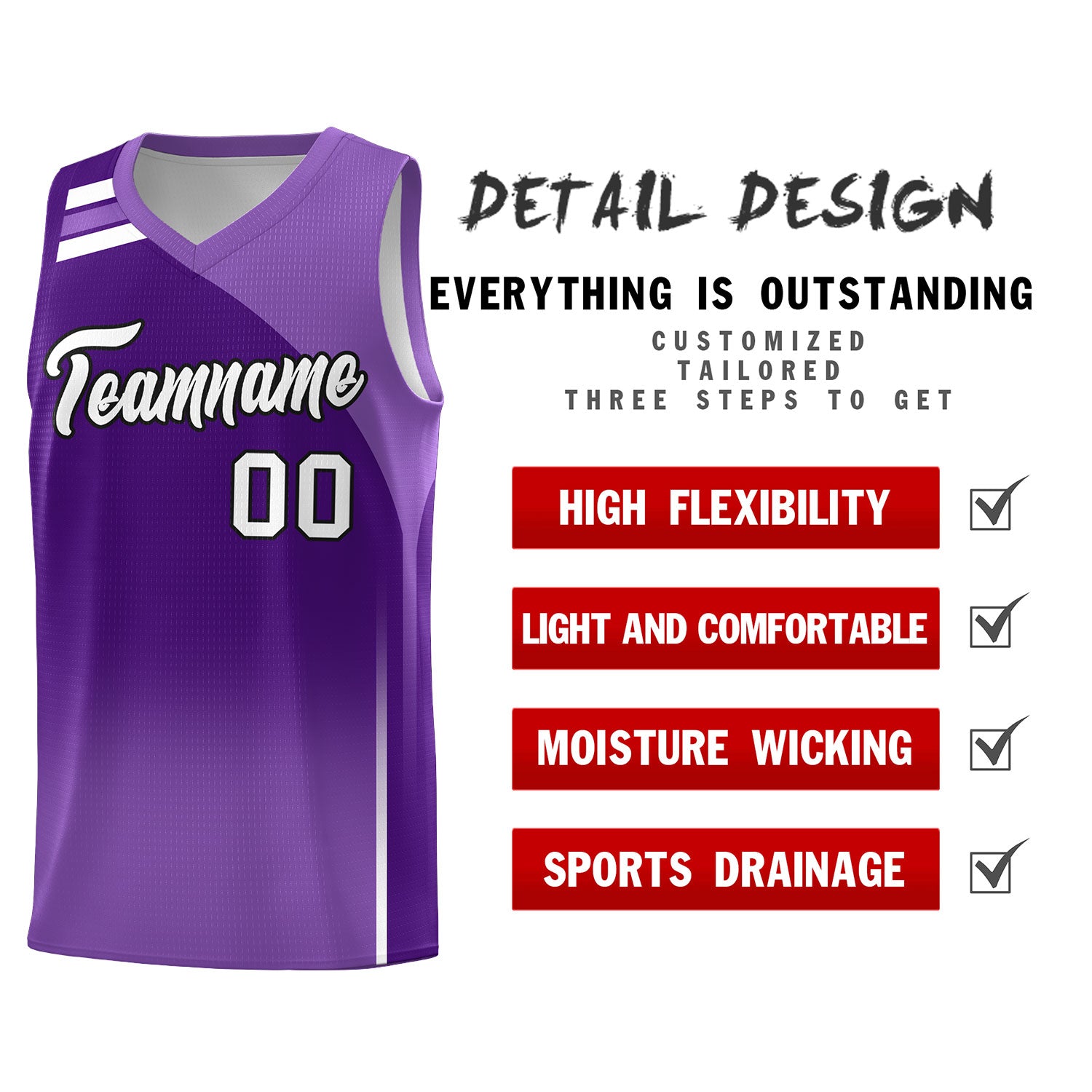Custom Purple Purple Gradient Fashion Sets Sports Uniform Basketball Jersey