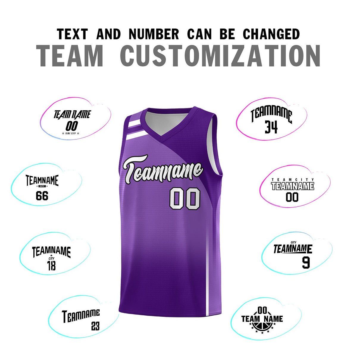 Custom Purple Purple Gradient Fashion Sets Sports Uniform Basketball Jersey