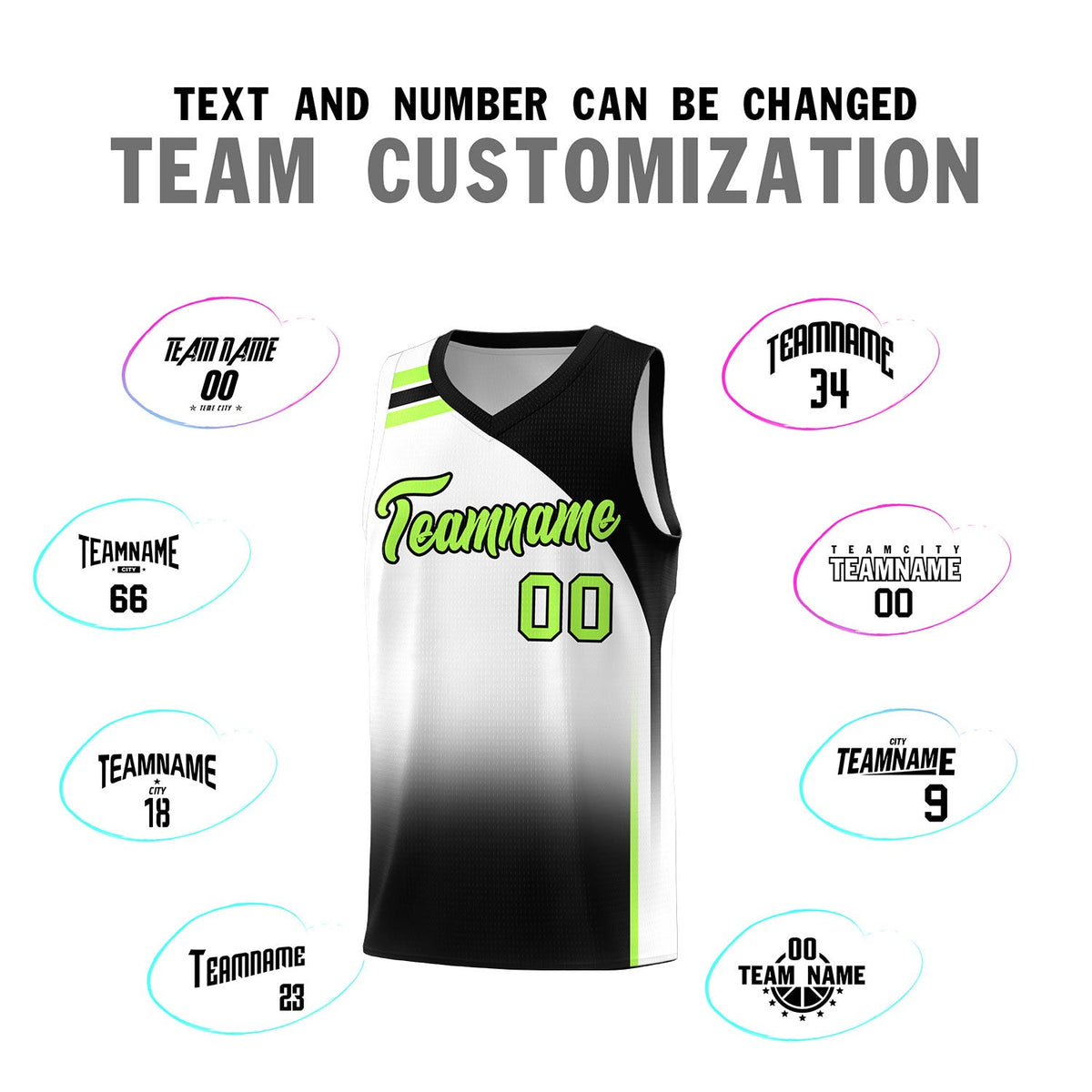 Custom White Black Gradient Fashion Sets Sports Uniform Basketball Jersey
