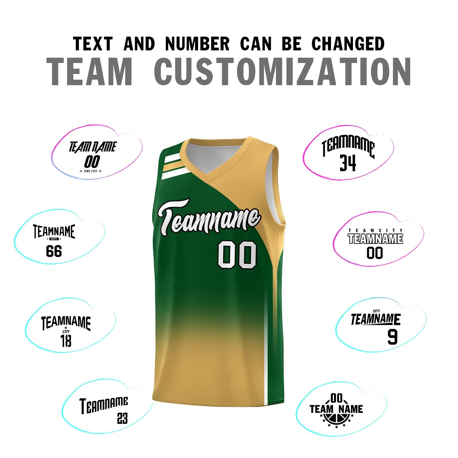 Custom Green Buckskin Brown Gradient Fashion Sets Sports Uniform Basketball Jersey