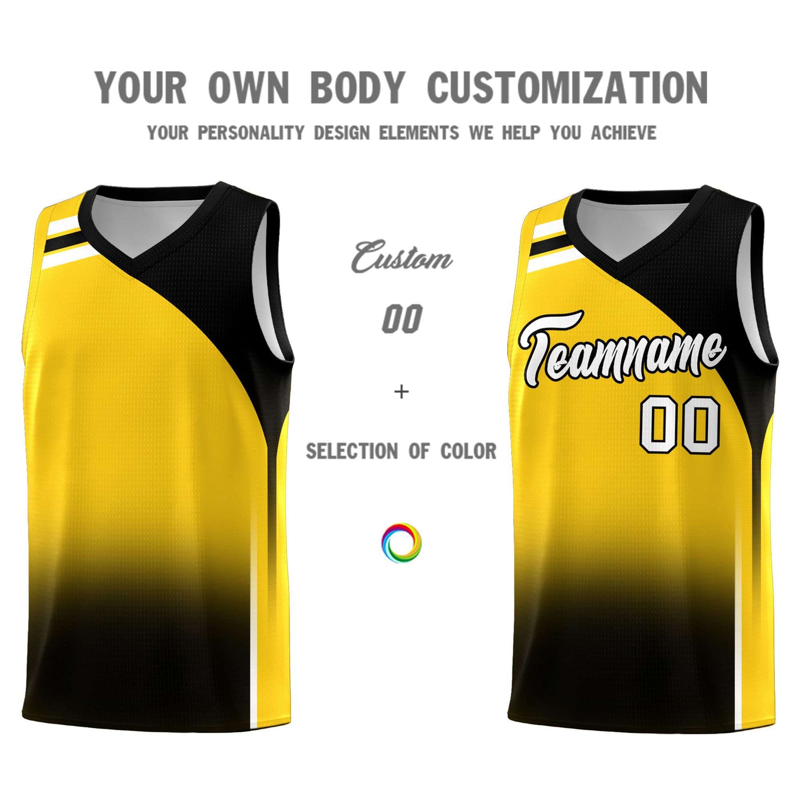 Custom Gold Black Gradient Fashion Sets Sports Uniform Basketball Jersey