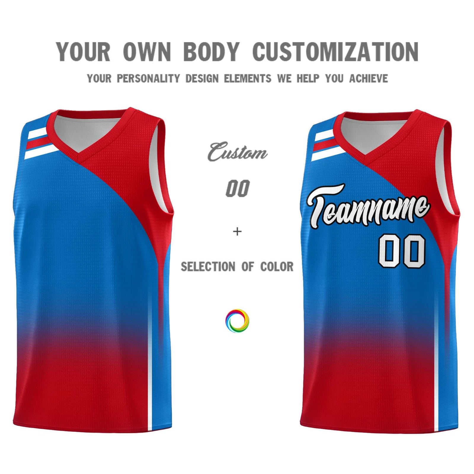 Custom Royal Red Gradient Fashion Sets Sports Uniform Basketball Jersey