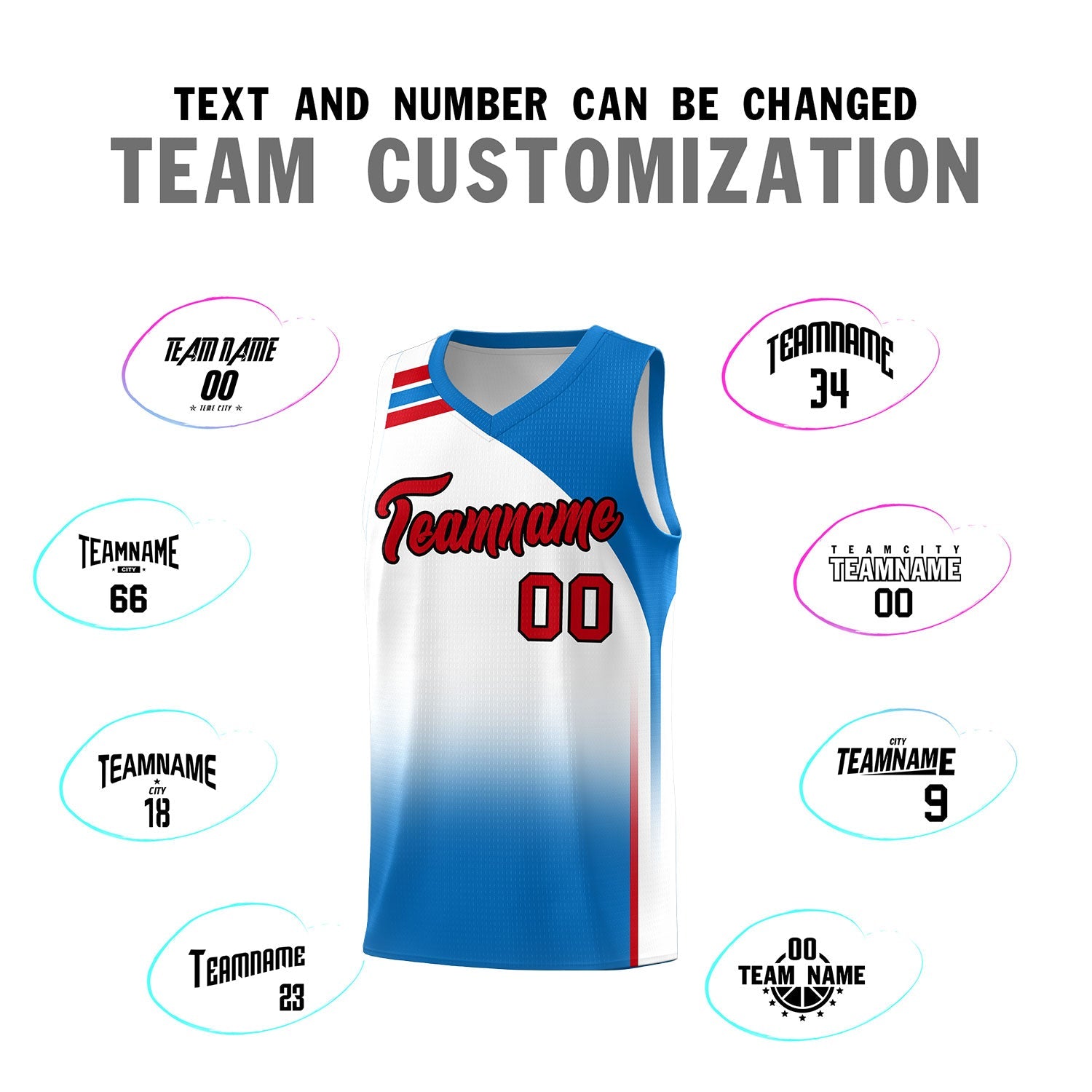 Custom White Royal Gradient Fashion Sets Sports Uniform Basketball Jersey