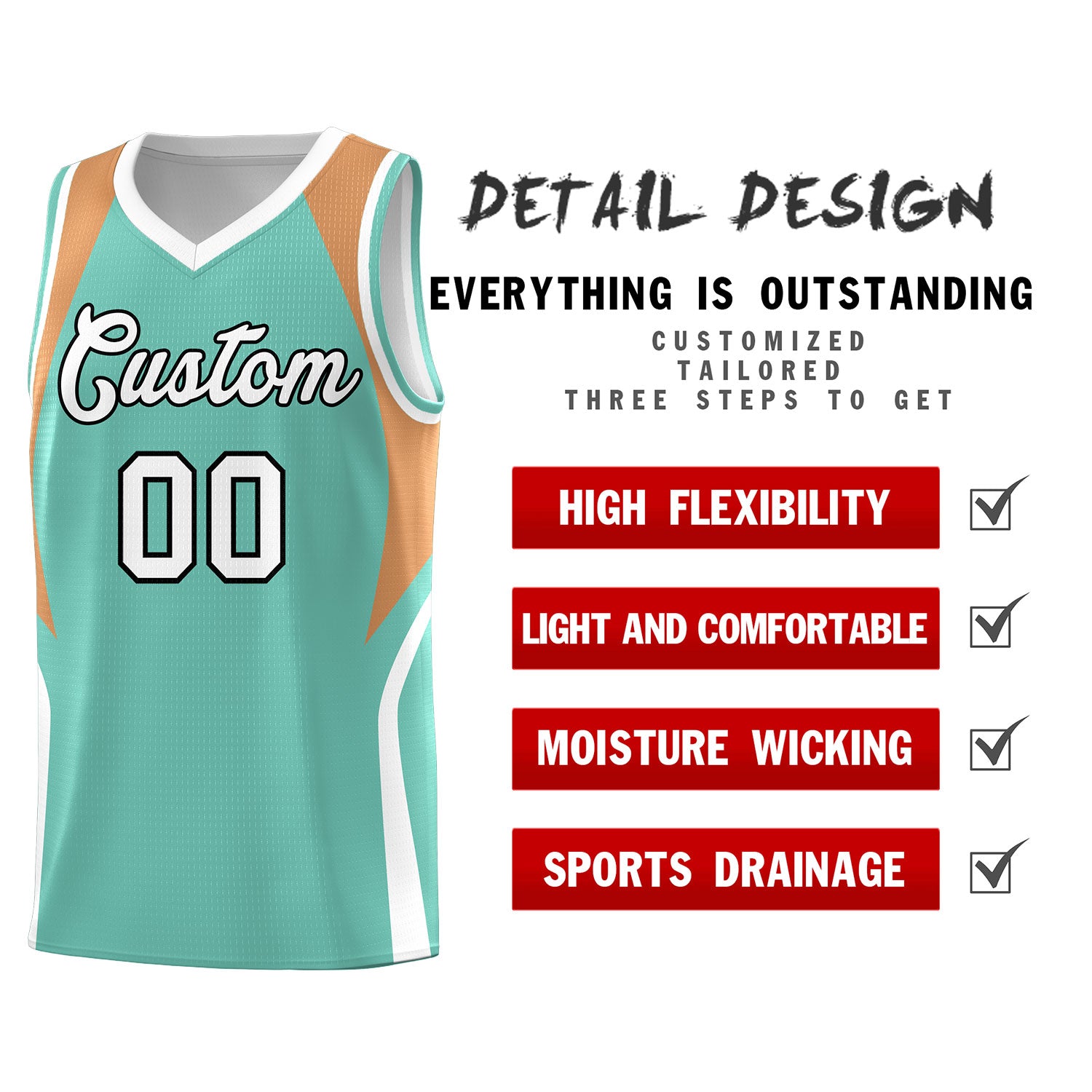 Custom Blue Buckskin Brown and White Color Block Sports Uniform Basketball Jersey