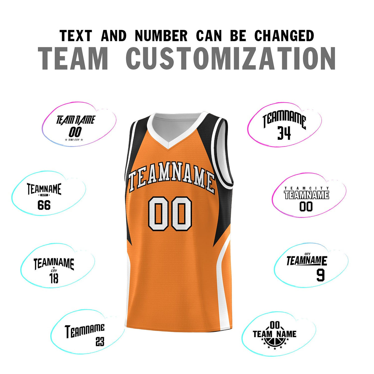 Custom Gold Orange Black and White Color Block Sports Uniform Basketball Jersey