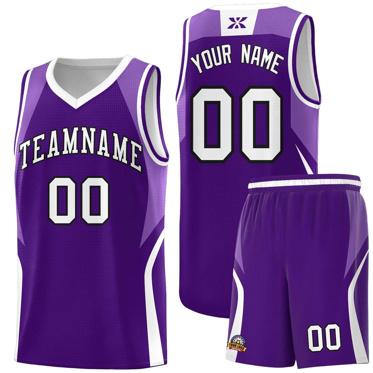 Custom Purple Light Purple and White Color Block Sports Uniform Basketball Jersey