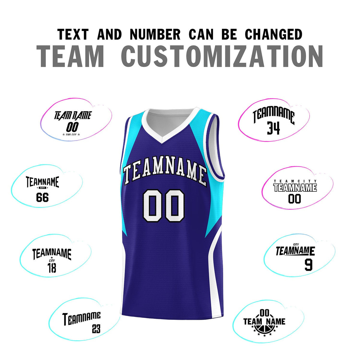 Custom Royal Sky Blue and White Color Block Sports Uniform Basketball Jersey