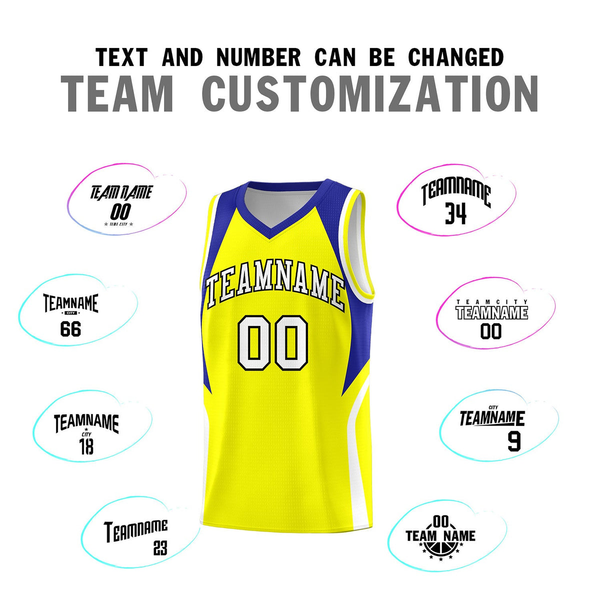 Custom Gold Royal and White Color Block Sports Uniform Basketball Jersey