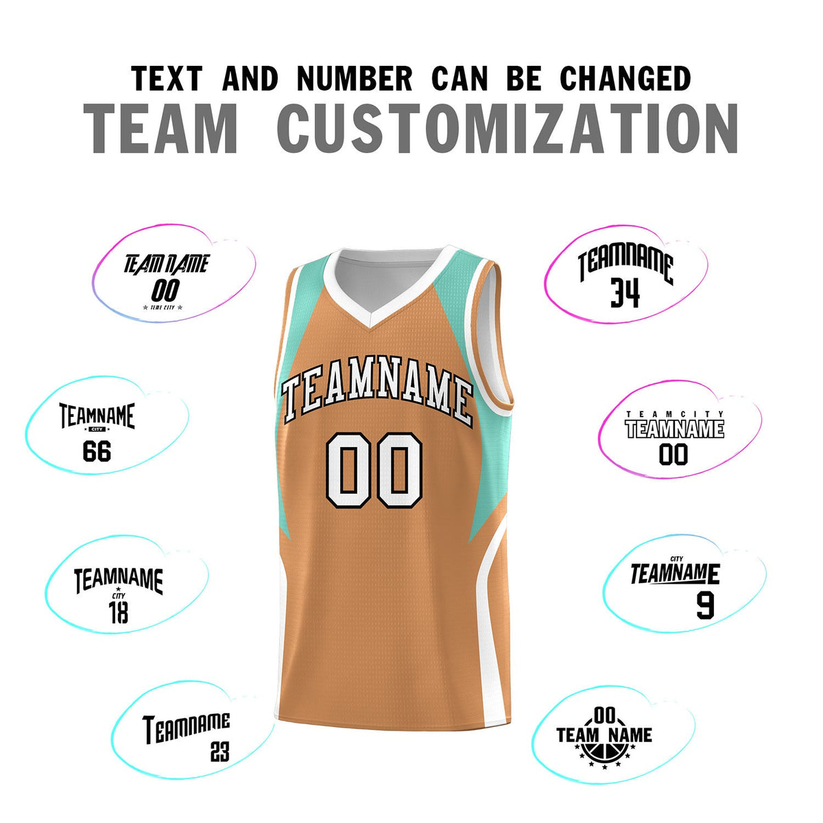 Custom Buckskin Brown Blue and White Color Block Sports Uniform Basketball Jersey