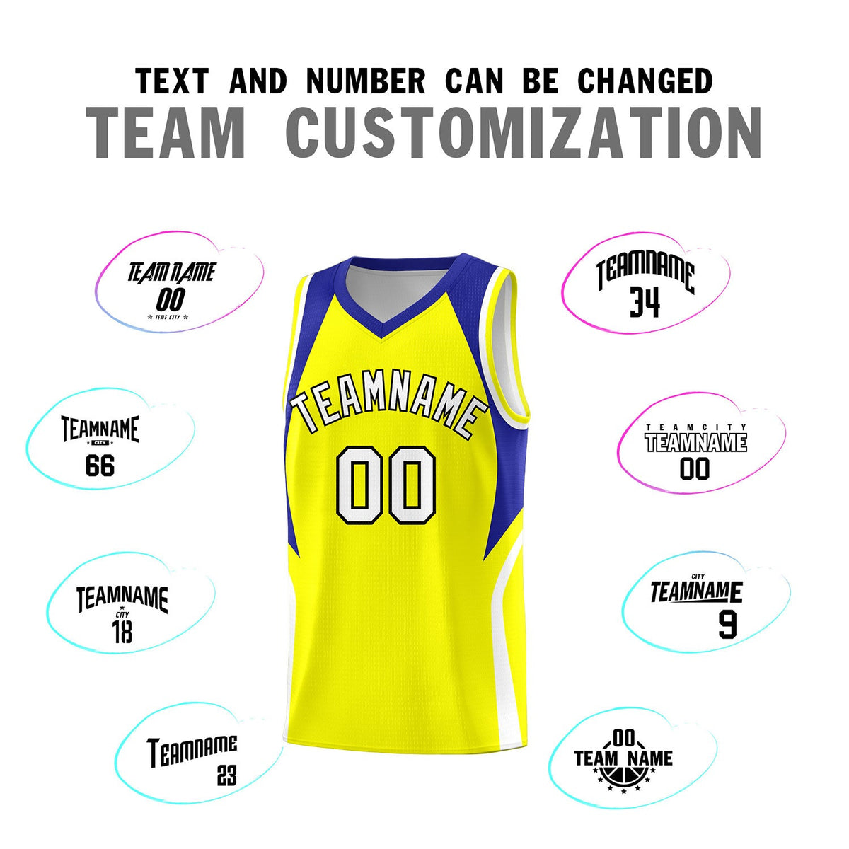 Custom Gold Royal and White Color Block Sports Uniform Basketball Jersey
