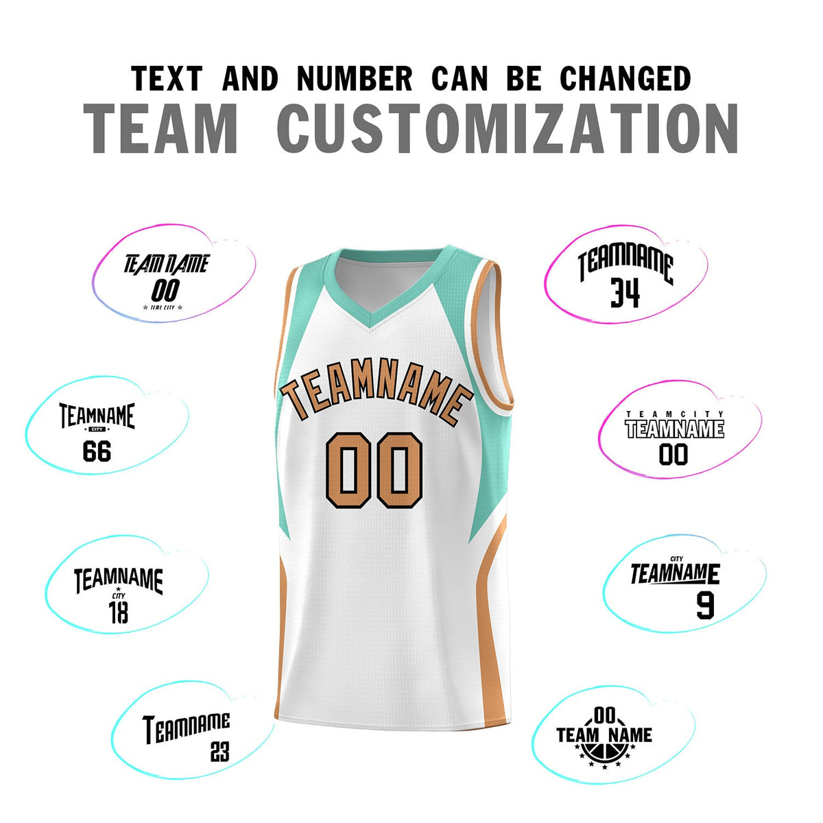 Custom White Blue and Buckskin Brown Color Block Sports Uniform Basketball Jersey