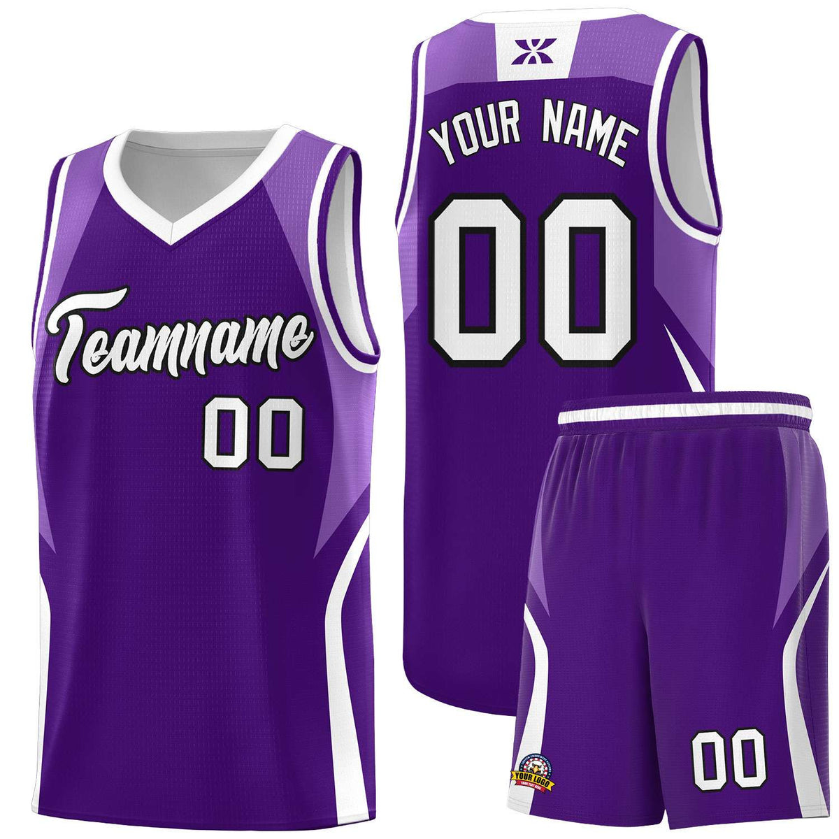 Custom Purple Light Purple and White Color Block Sports Uniform Basketball Jersey