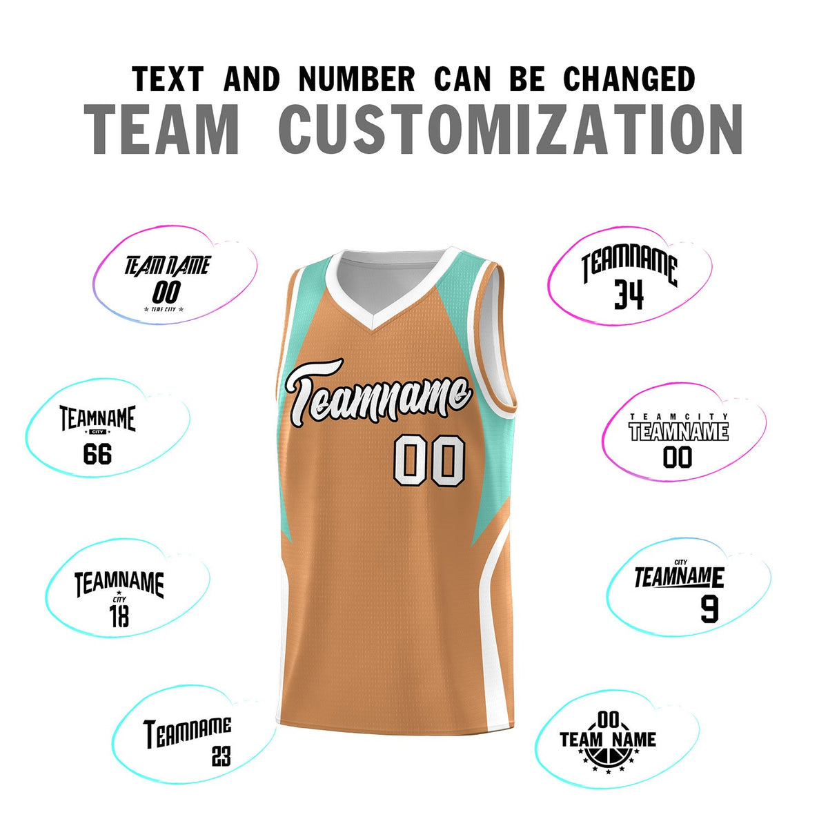 Custom Buckskin Brown Blue and White Color Block Sports Uniform Basketball Jersey