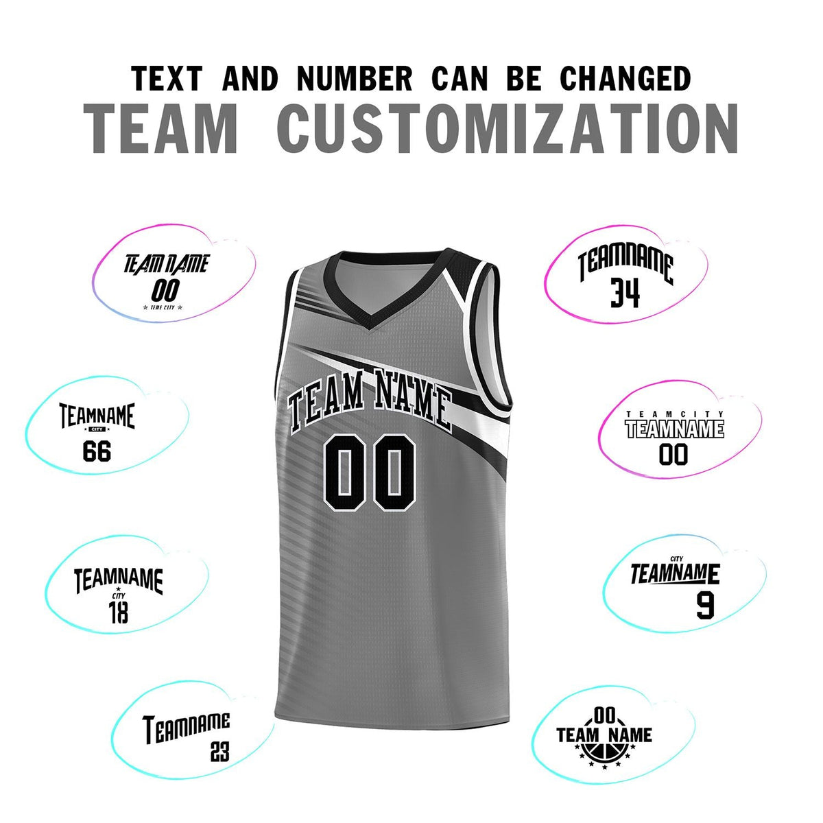 Custom Dark Gray Black-White Chest Color Block Sports Uniform Basketball Jersey
