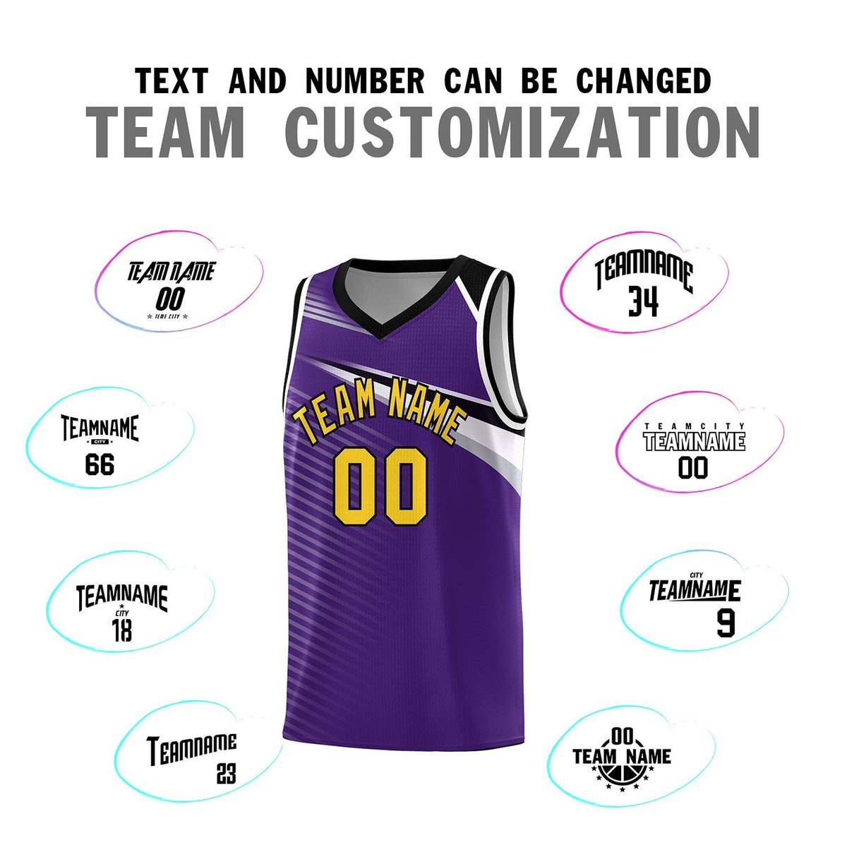 Custom Purple Gold-Black Chest Color Block Sports Uniform Basketball Jersey