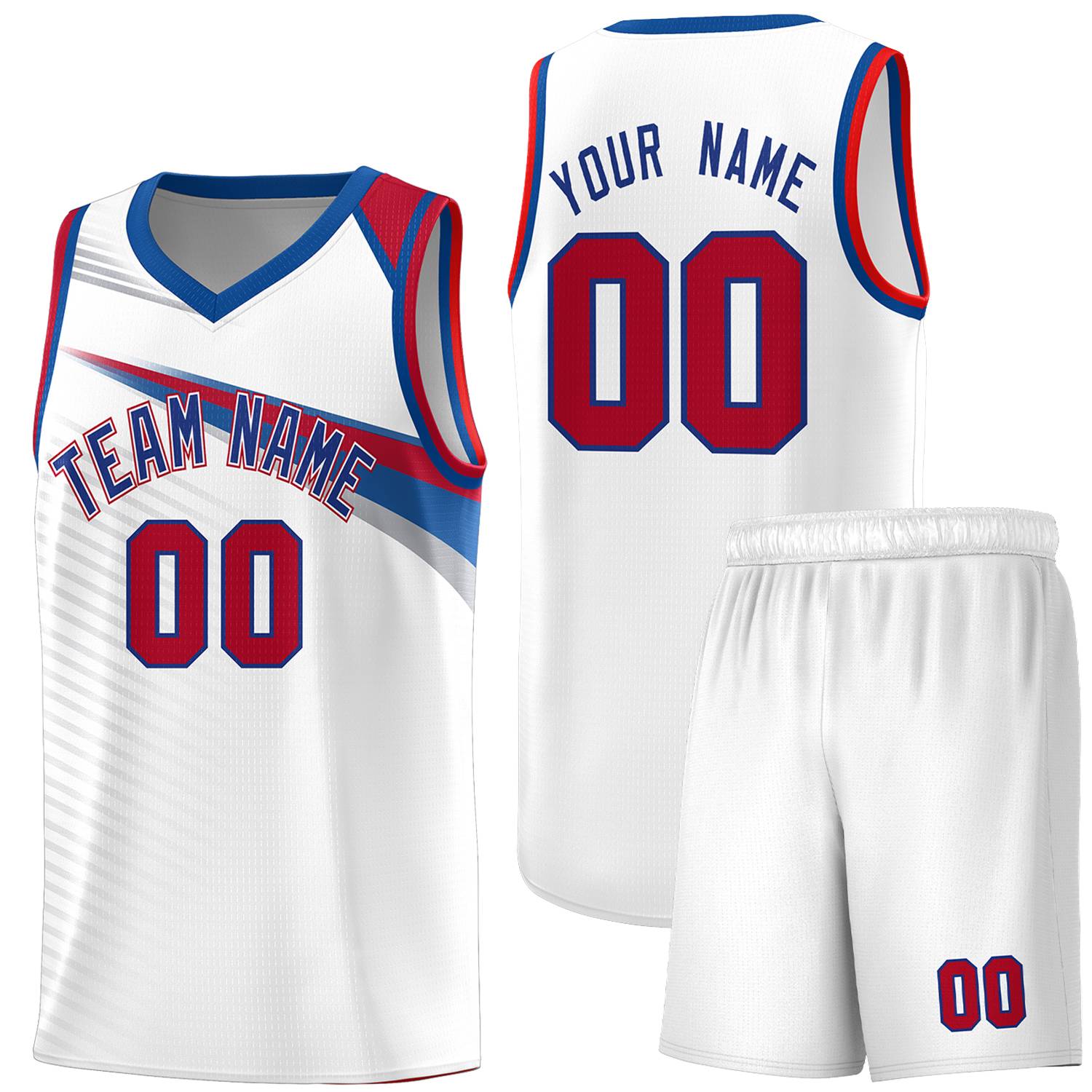 Custom White Royal Chest Color Block Sports Uniform Basketball Jersey