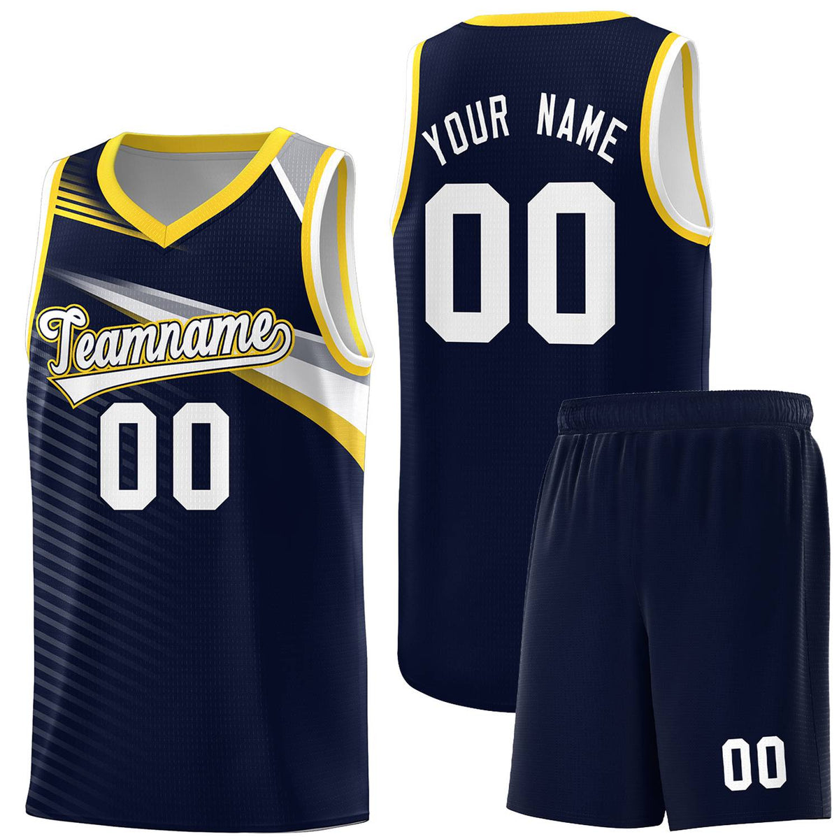 Custom Navy White Chest Color Block Sports Uniform Basketball Jersey