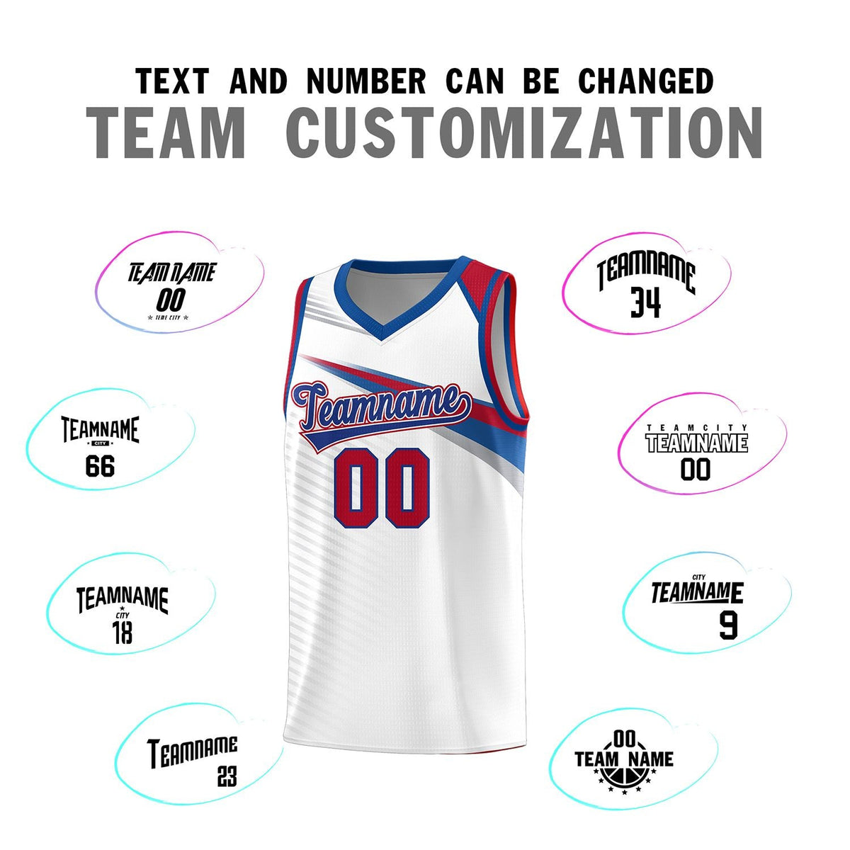 Custom White Royal Chest Color Block Sports Uniform Basketball Jersey