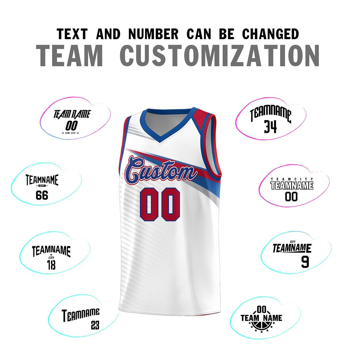 Custom White Royal Chest Color Block Sports Uniform Basketball Jersey