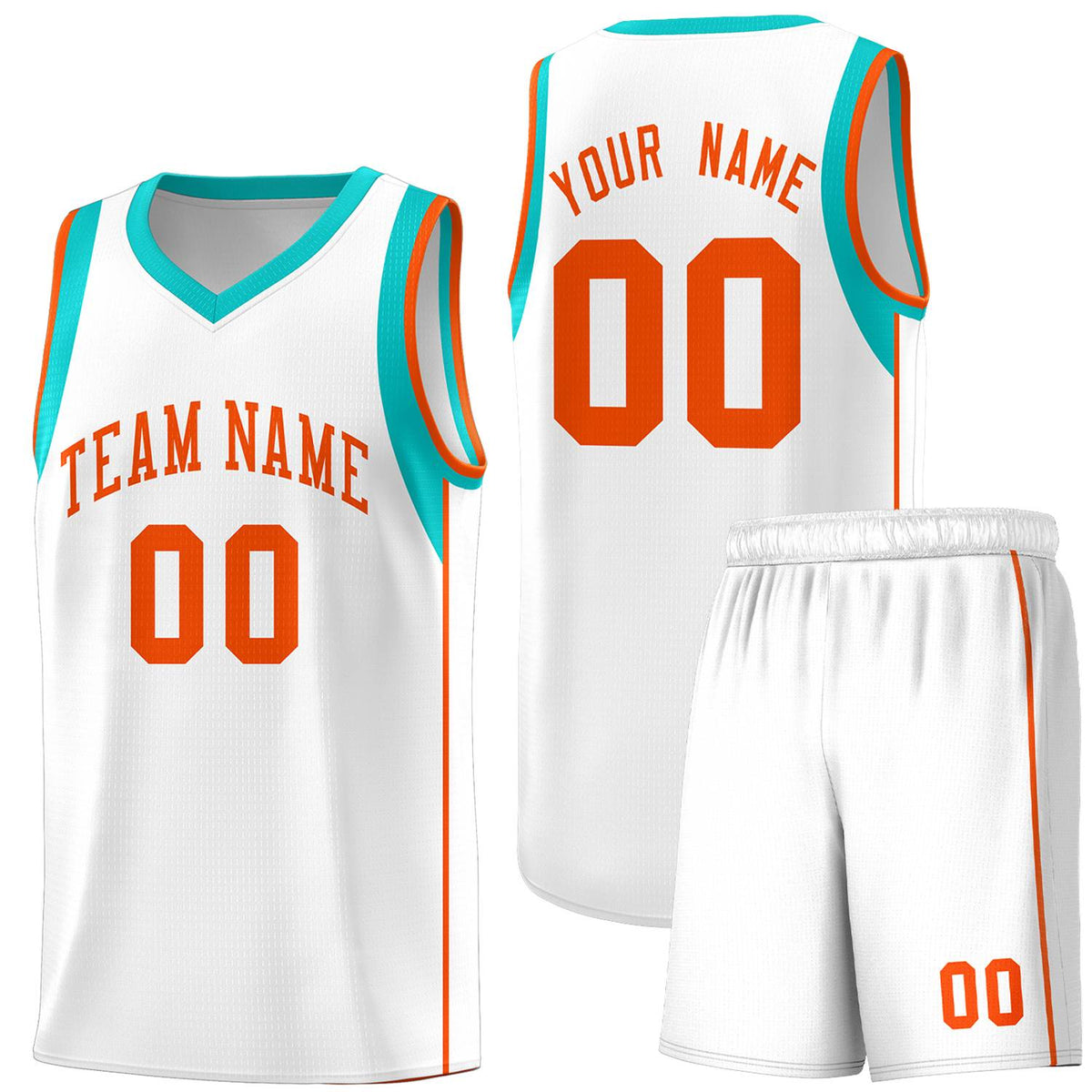 Custom White Orange Sleeve Color Blocking Classic Sports Uniform Basketball Jersey