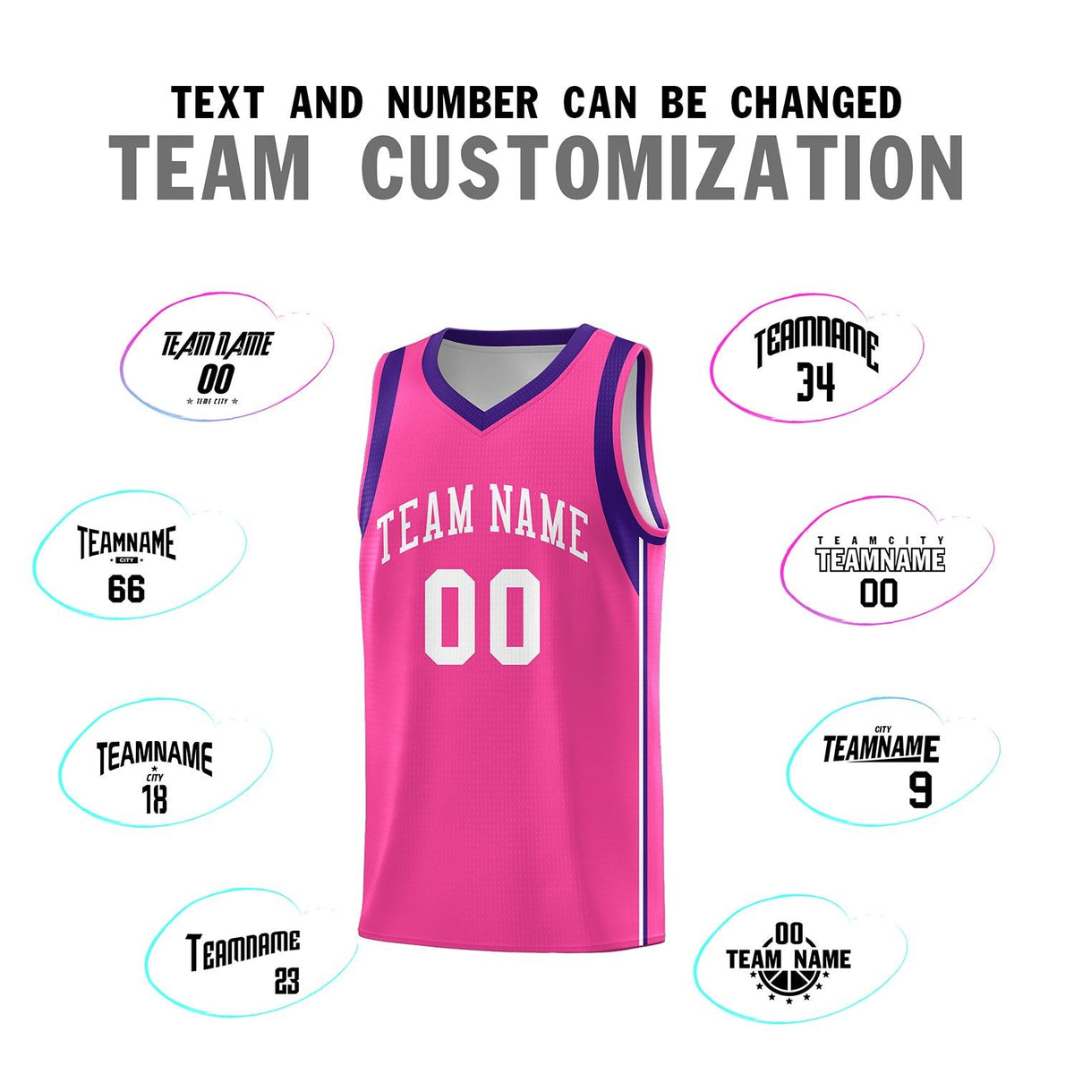 Custom Pink White Sleeve Color Blocking Classic Sports Uniform Basketball Jersey